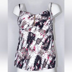 Kensie Bathing Suit Summer Beach Pool Top Large Tankini White Black